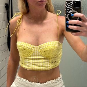 Yellow patterned corset top